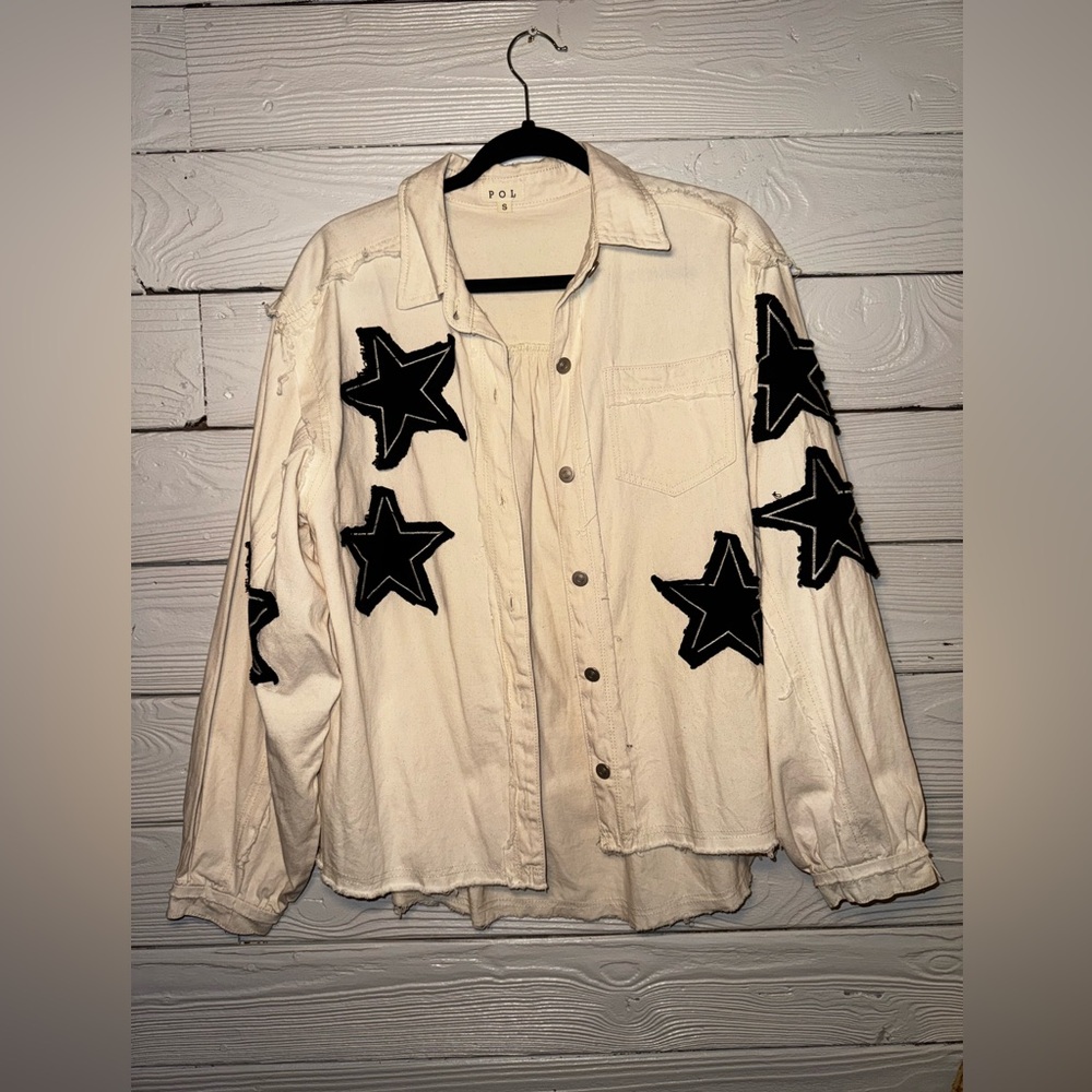 POL Cream Shirt with Black Star Accents
